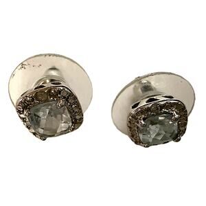 Victoria Townsend 925 Sterling Silver Blue Topaz Earrings Diamond Accts DBJ Vtg